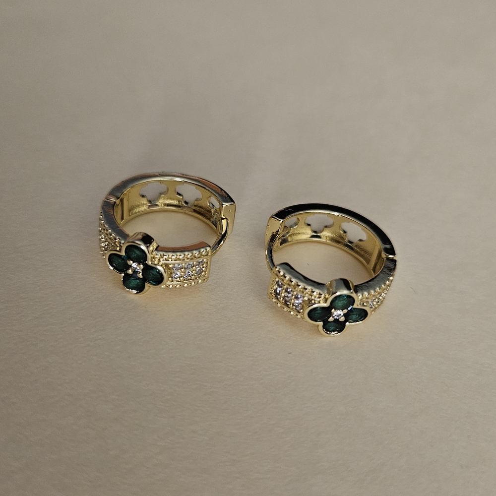 Elegant Gold and Green Floral Earrings